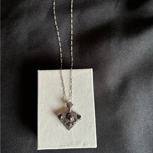 Vintage Silver & Marcasite /Garnet Necklace
